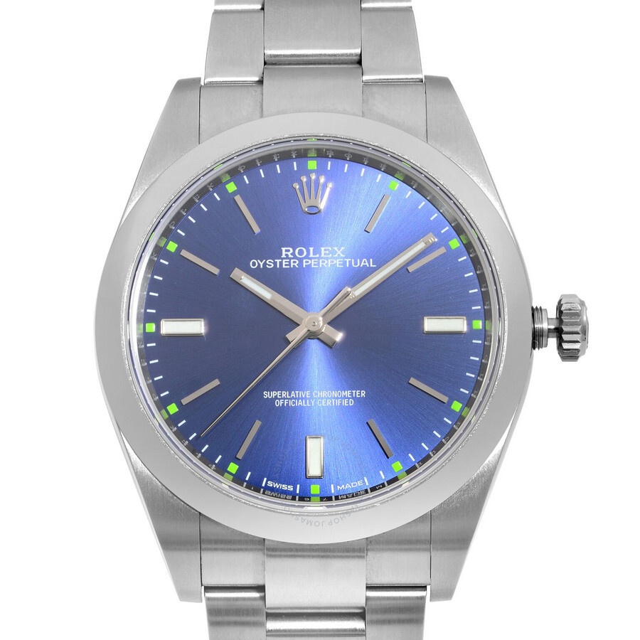 Pre-owned Rolex Oyster Perpetual Automatic Chronometer Blue Dial Men's Watch 114300 BLSO - 2