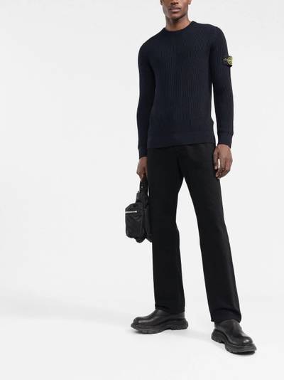 Stone Island fine ribbed round neck jumper outlook