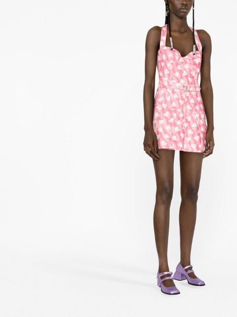 hear-print halterneck minidress - 4