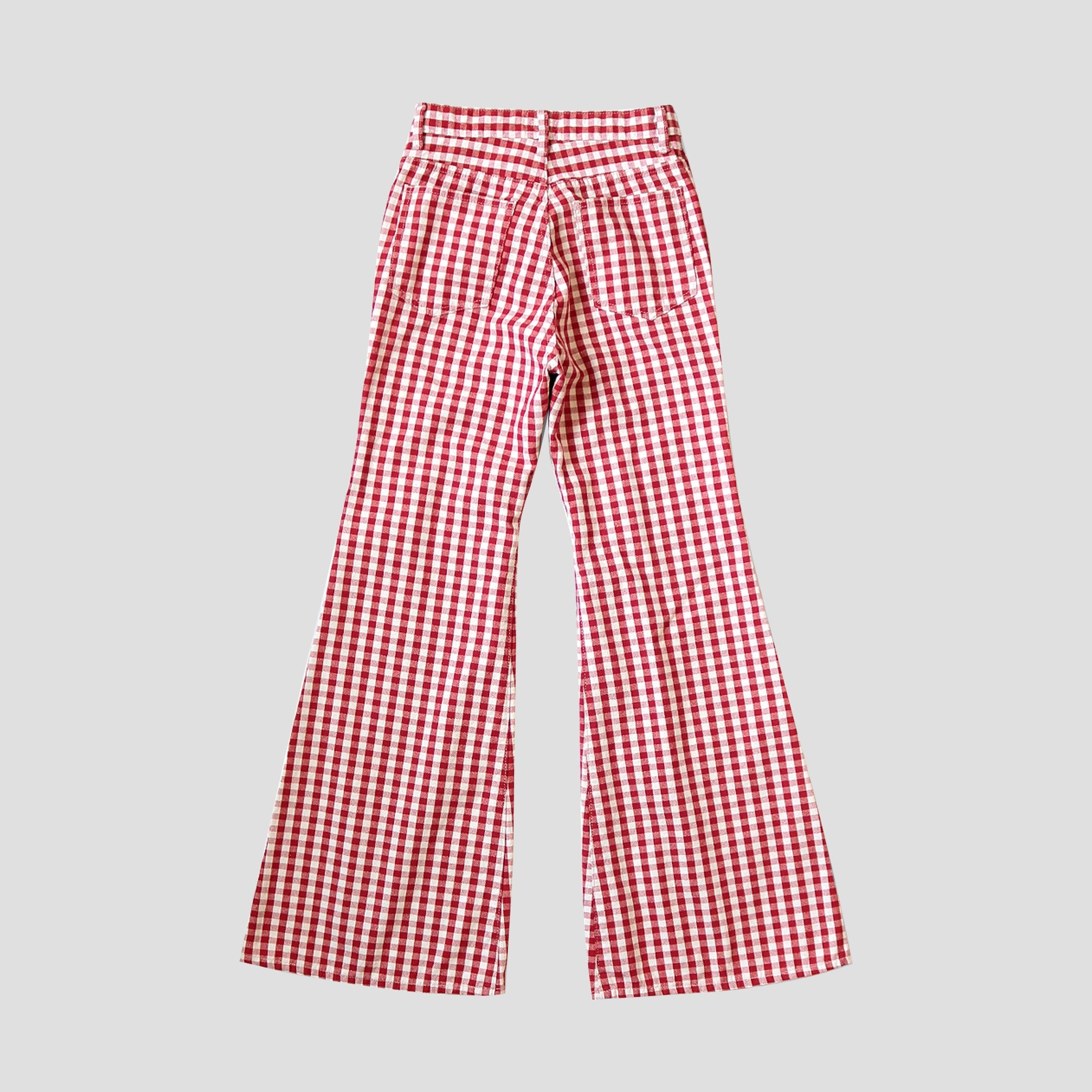 CANVAS GINGHAM CHECK 5P WINDOWPANE FLARE PANTS LADIES - 5