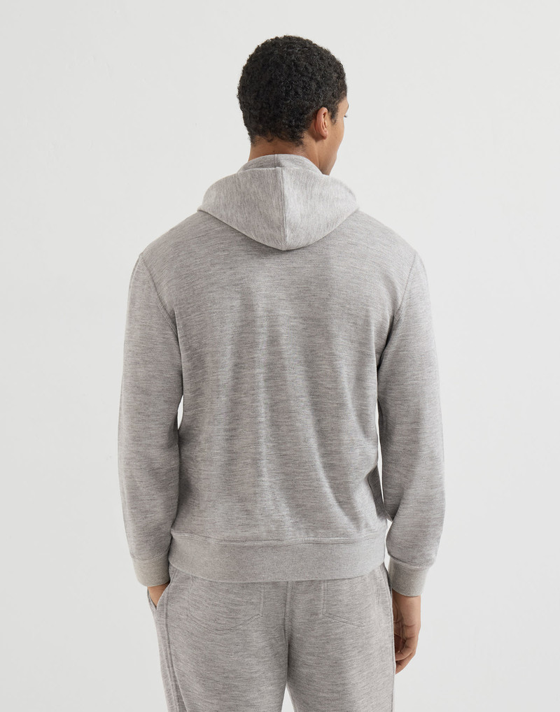 Cashmere and silk French terry hooded sweatshirt with zipper 3