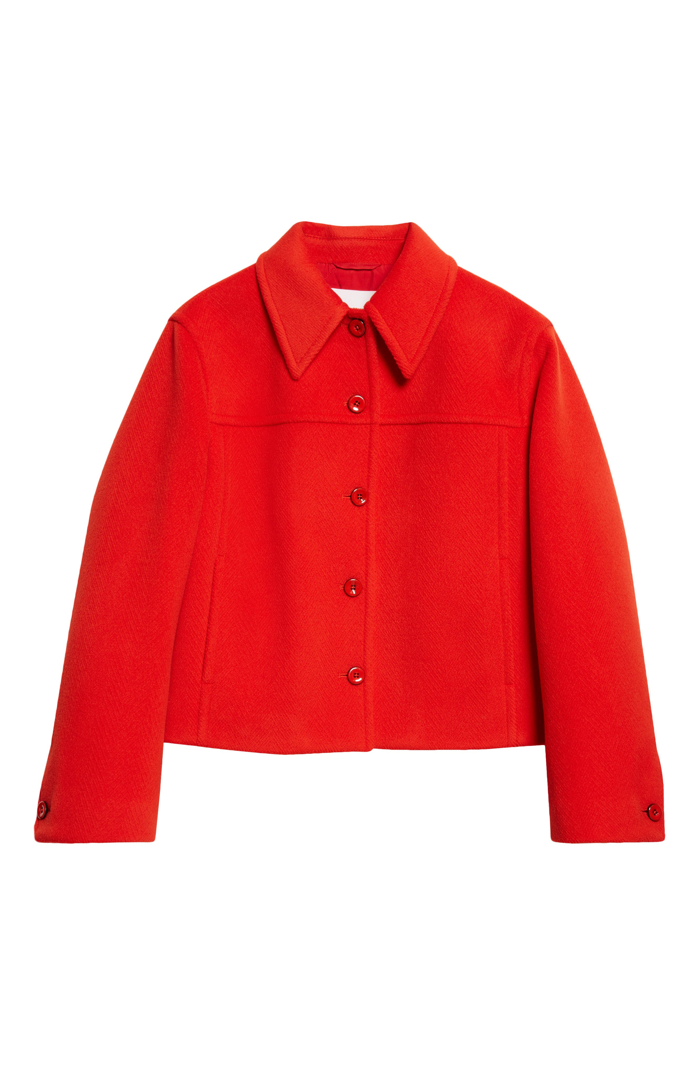 Jil Sander Wool Crop Jacket in Strawberry at Nordstrom - 7
