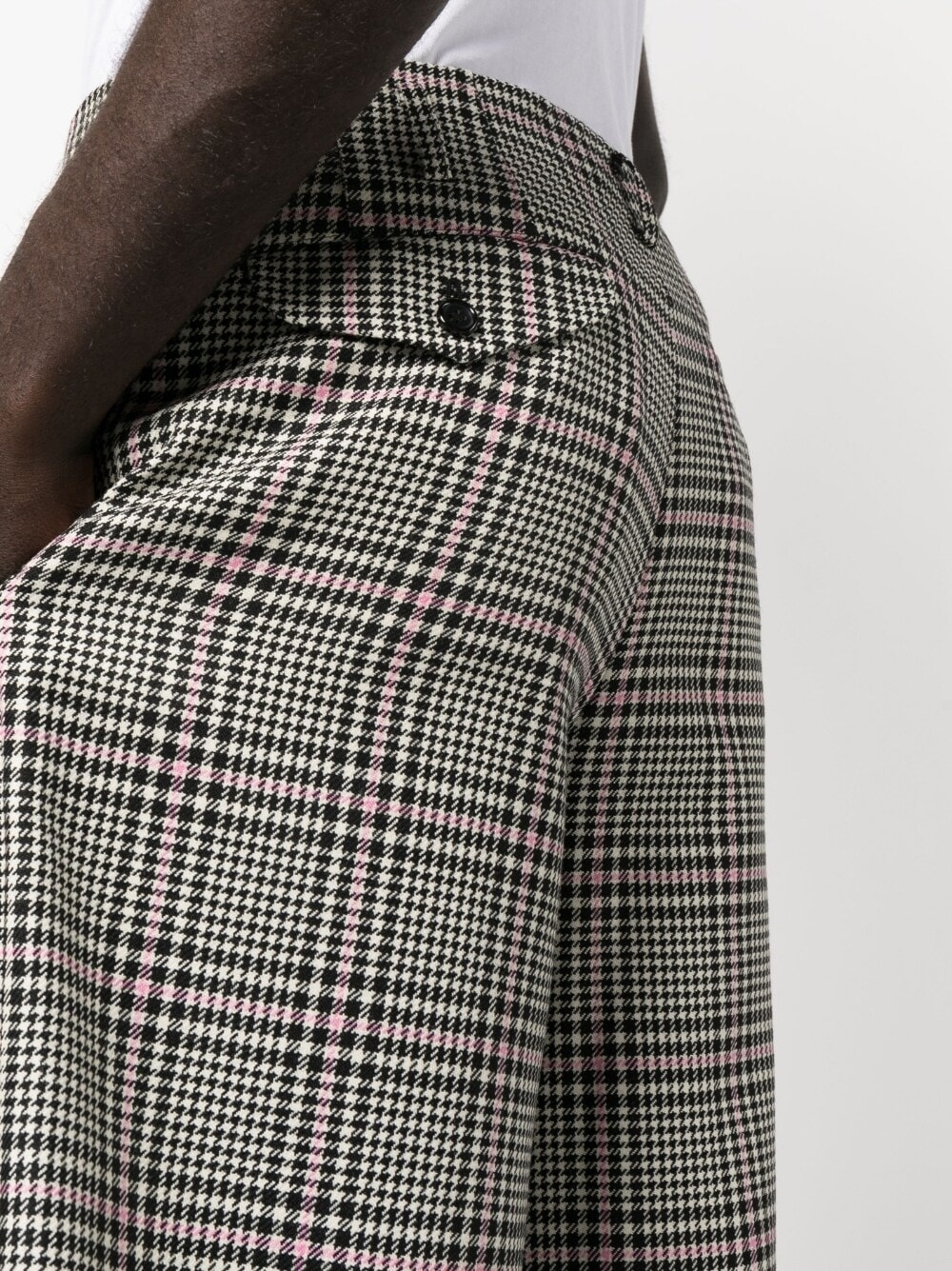 houndstooth knee-length wool shorts - 5