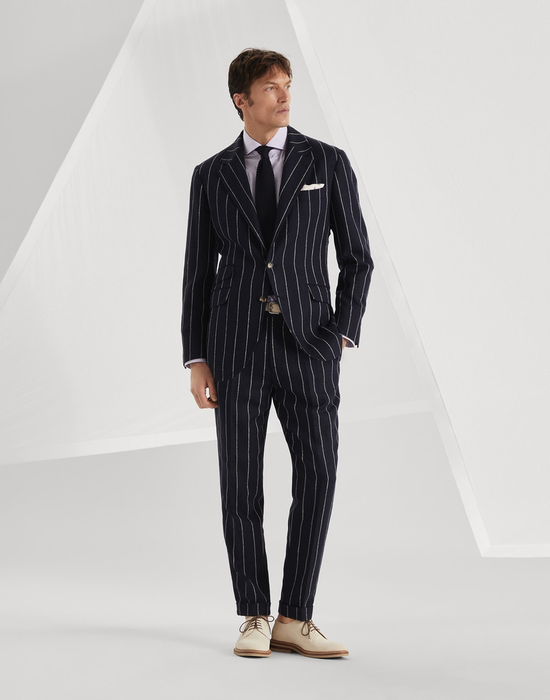Slubbed linen and cotton chalk stripe canvas deconstructed Cavallo blazer 5