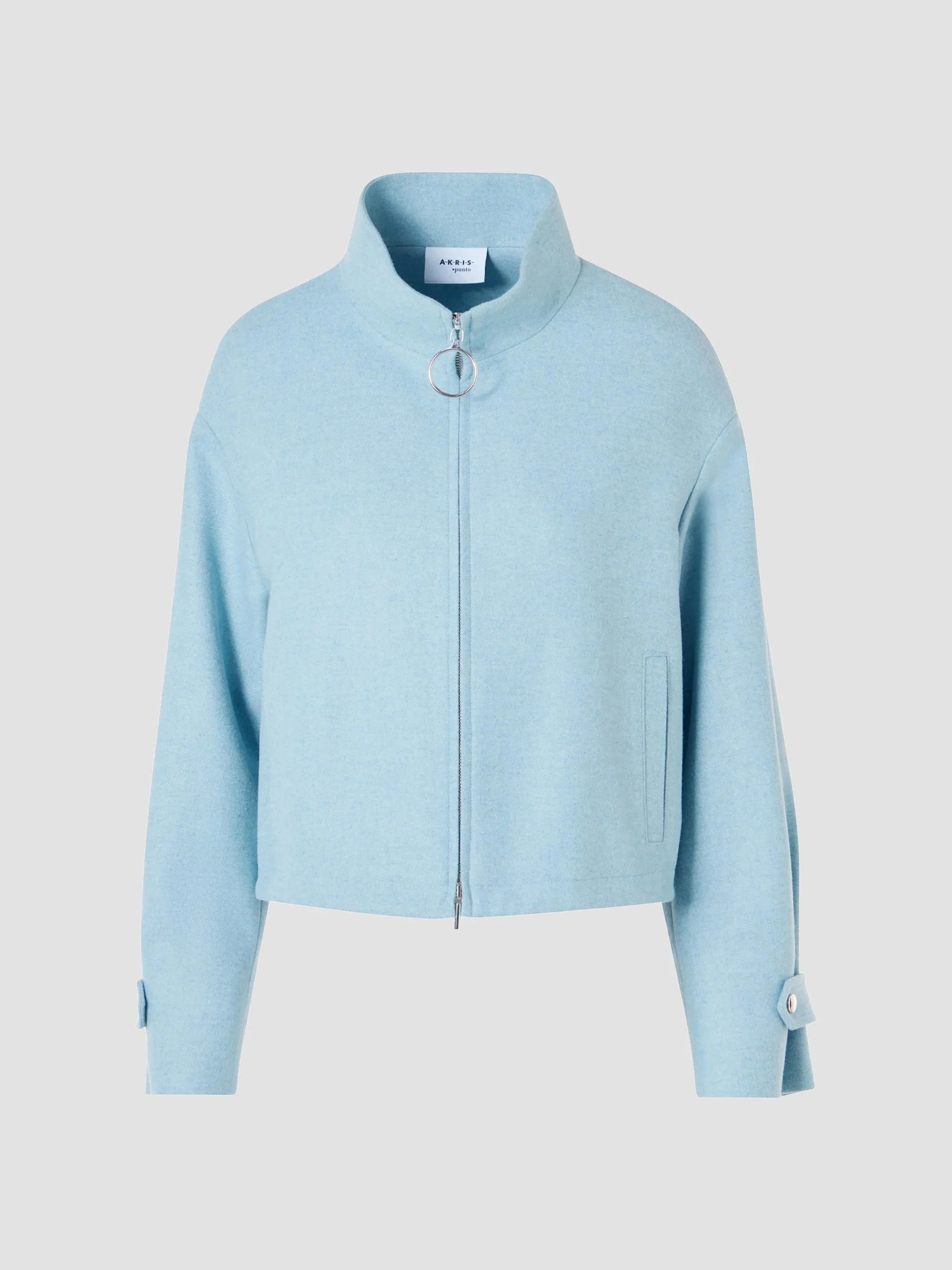 Women's Wool-Blend Blouson Jacket - Light Blue - 1