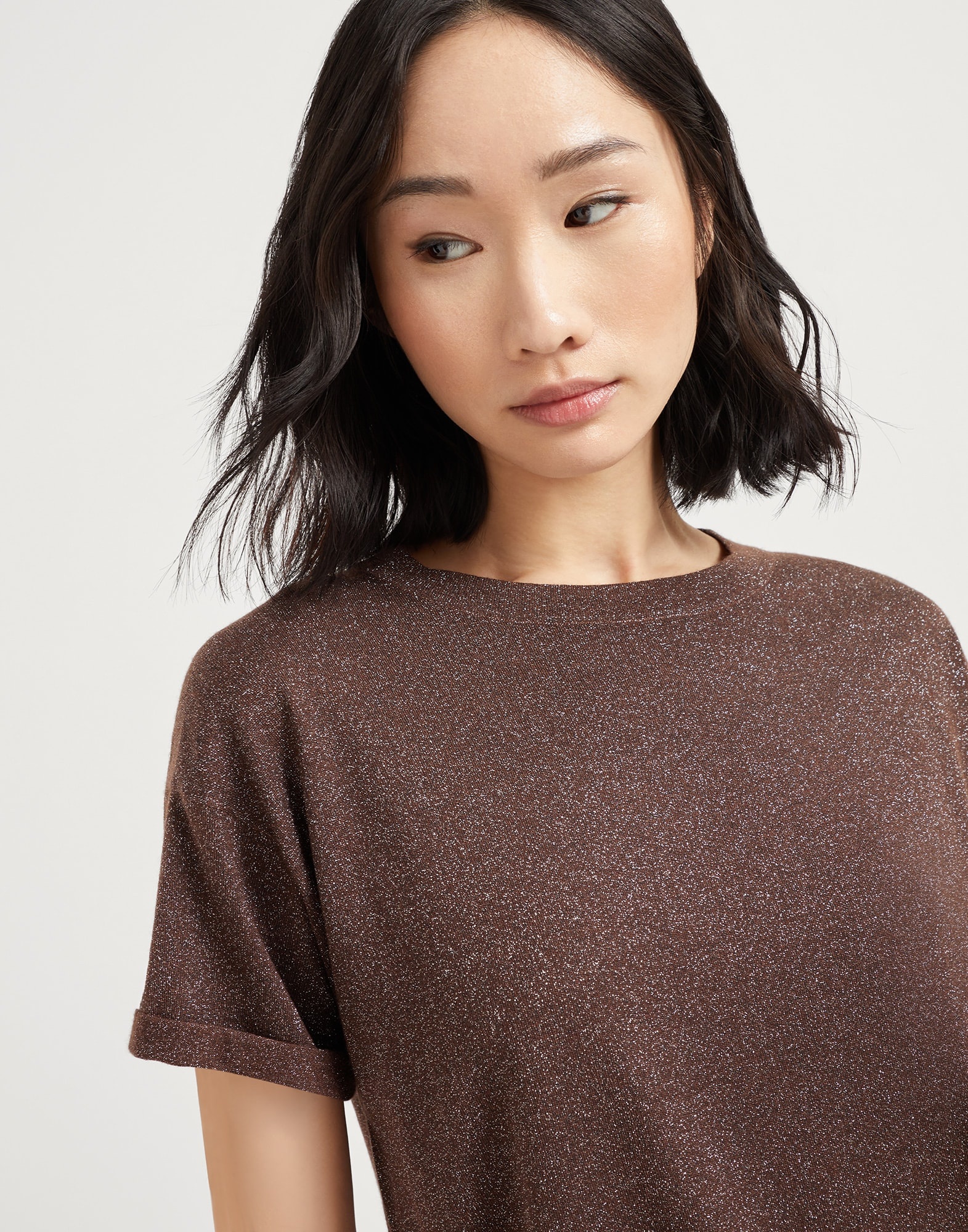 【送料&関税込】Brunello Cucinelli Cashmere Glitter T-shirt Brunello Cucinelli Sparkling cashmere and silk lightweight