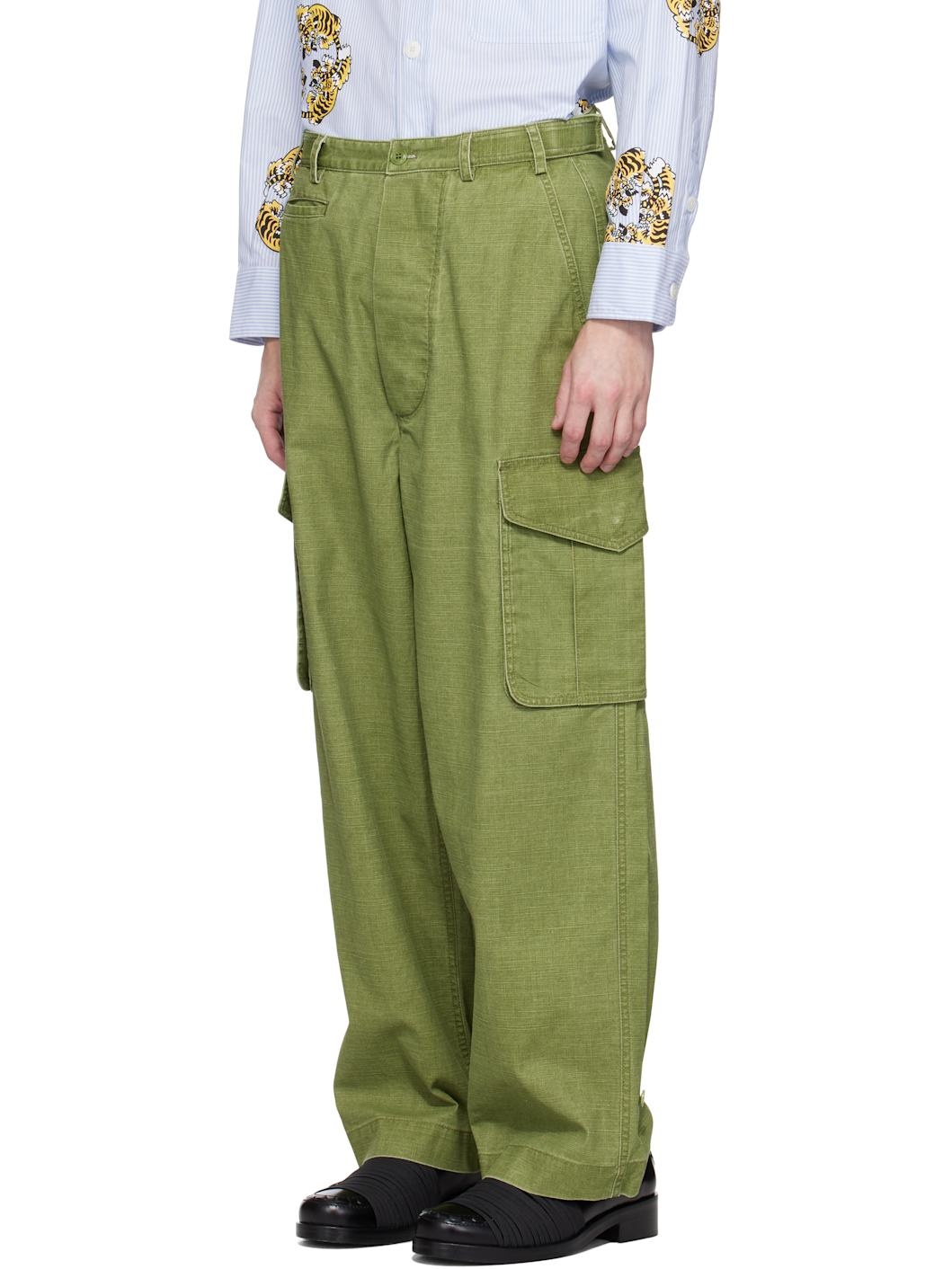 Khaki Kenzo Paris Adjustable Cargo Pants - 4