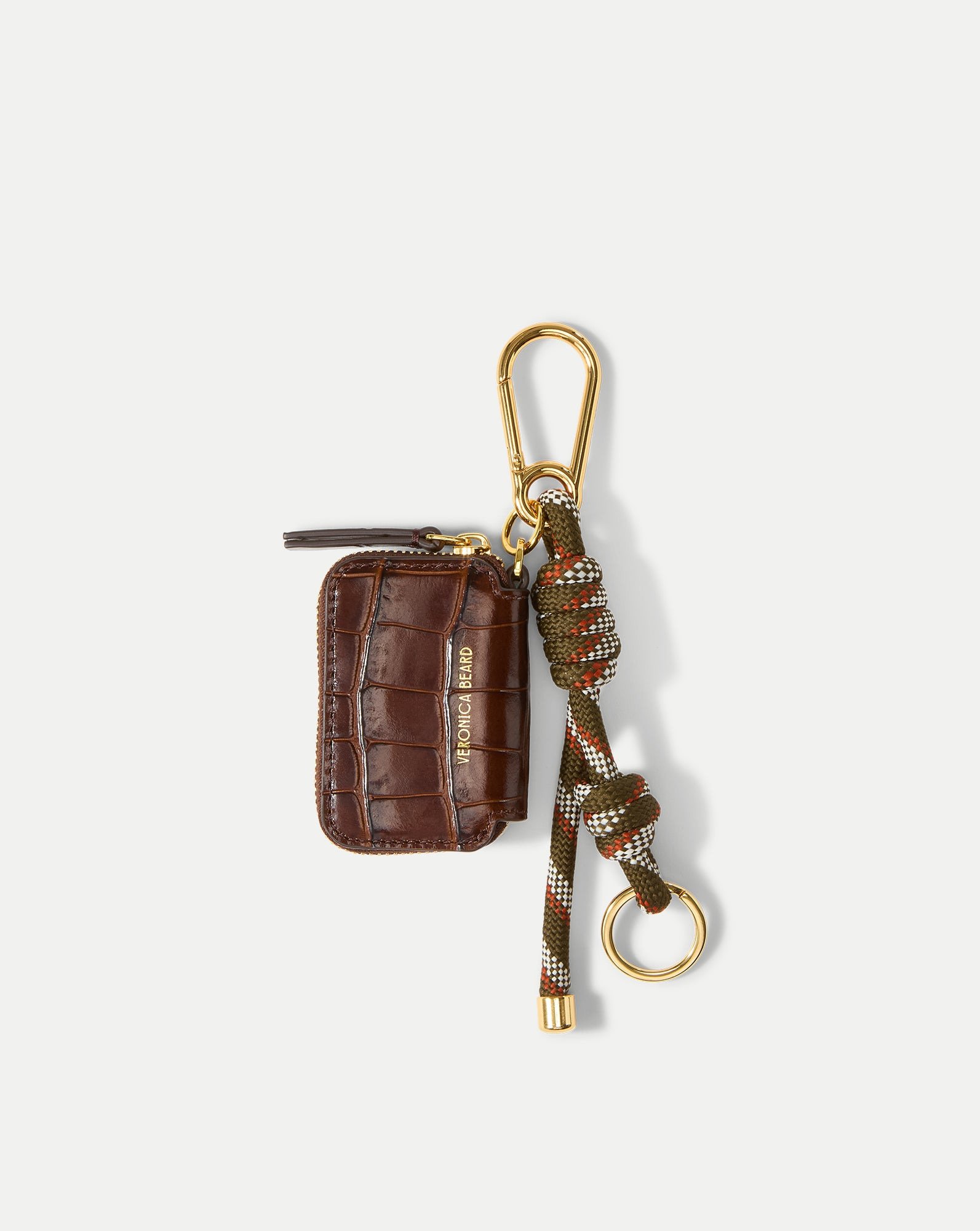 CROC-EMBOSSED ZIP POUCH BAG CHARM - 4
