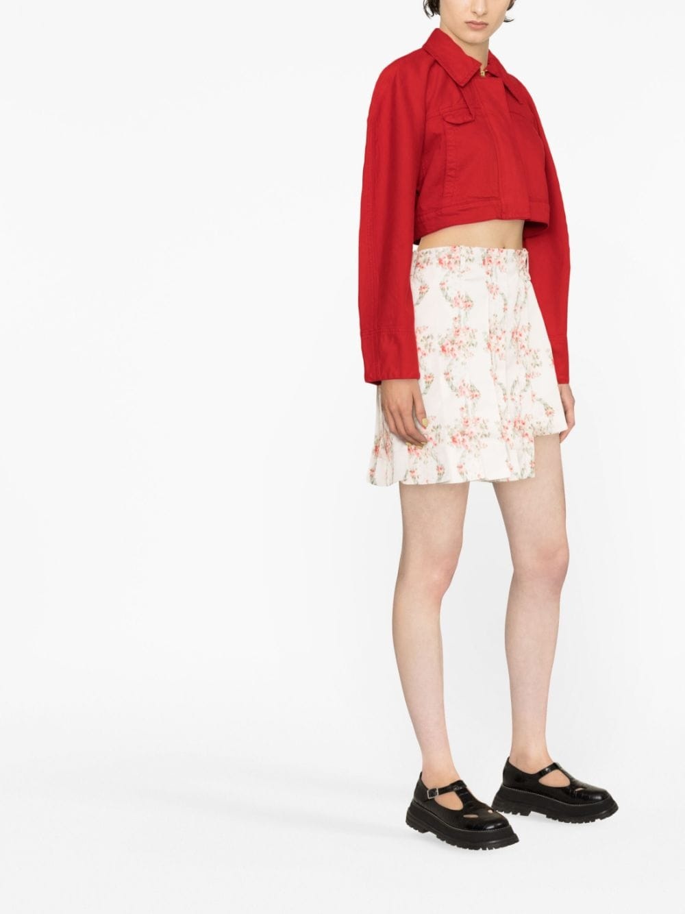 floral-print asymmetric skorts - 2