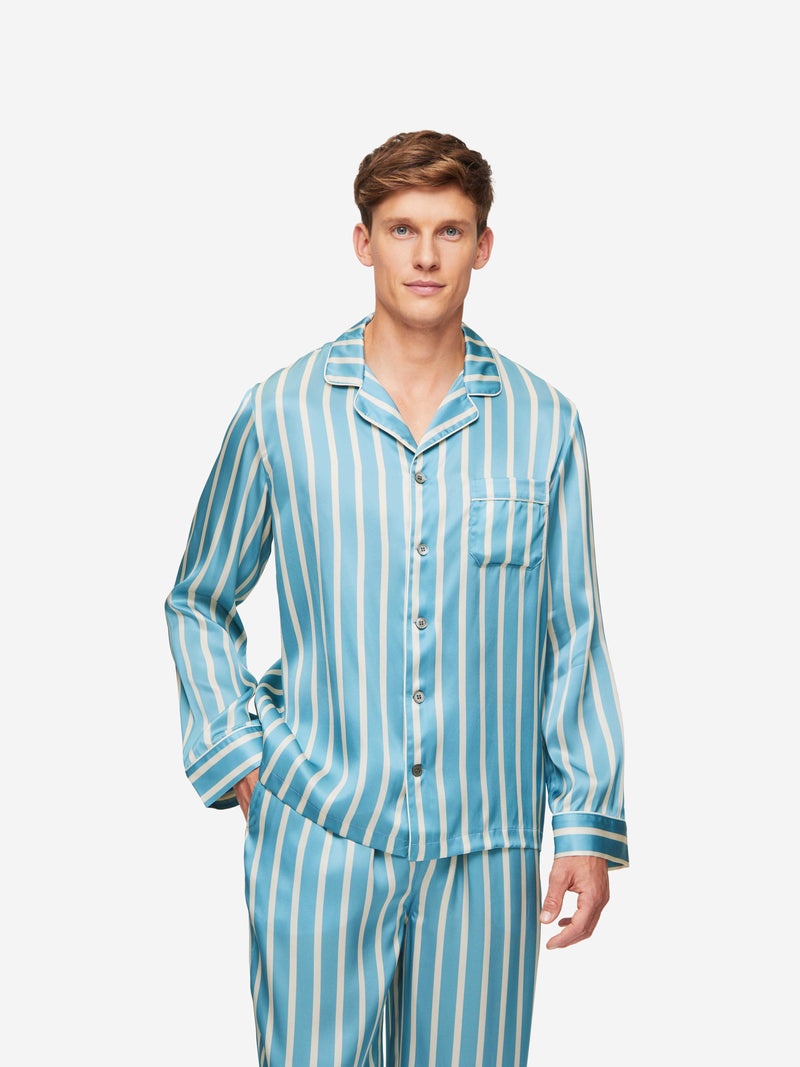 Men's Pyjamas Brindisi 88 Silk Satin Blue - 2