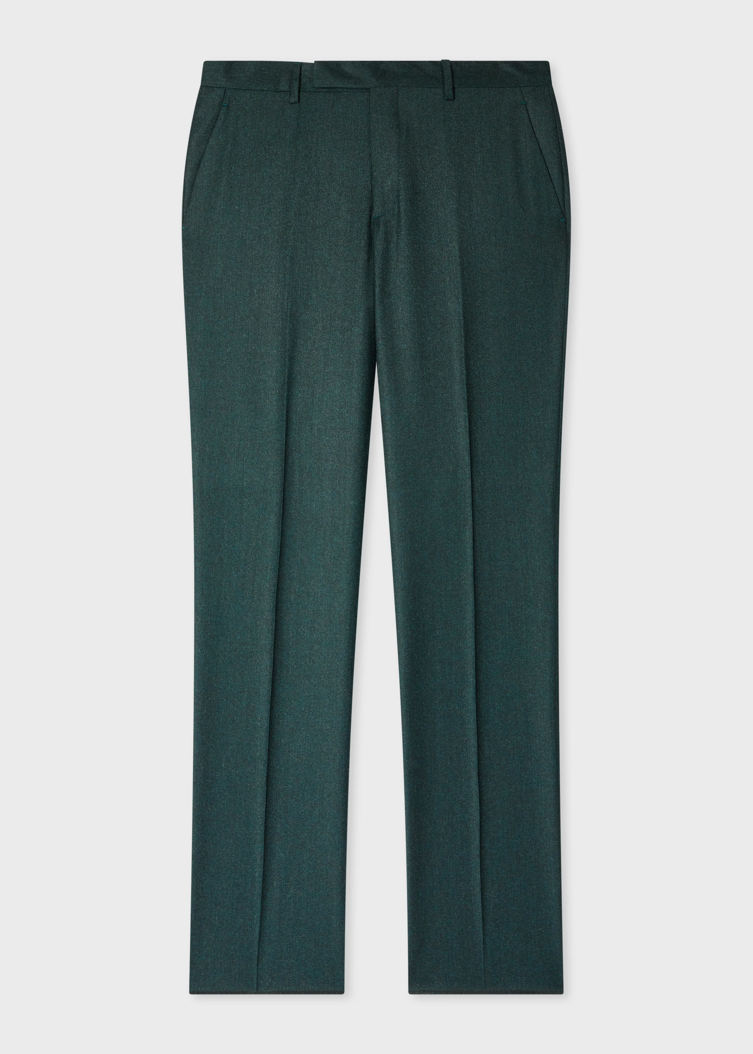 Slim-Fit Teal Green Wool-Cashmere Flannel Trousers - 1