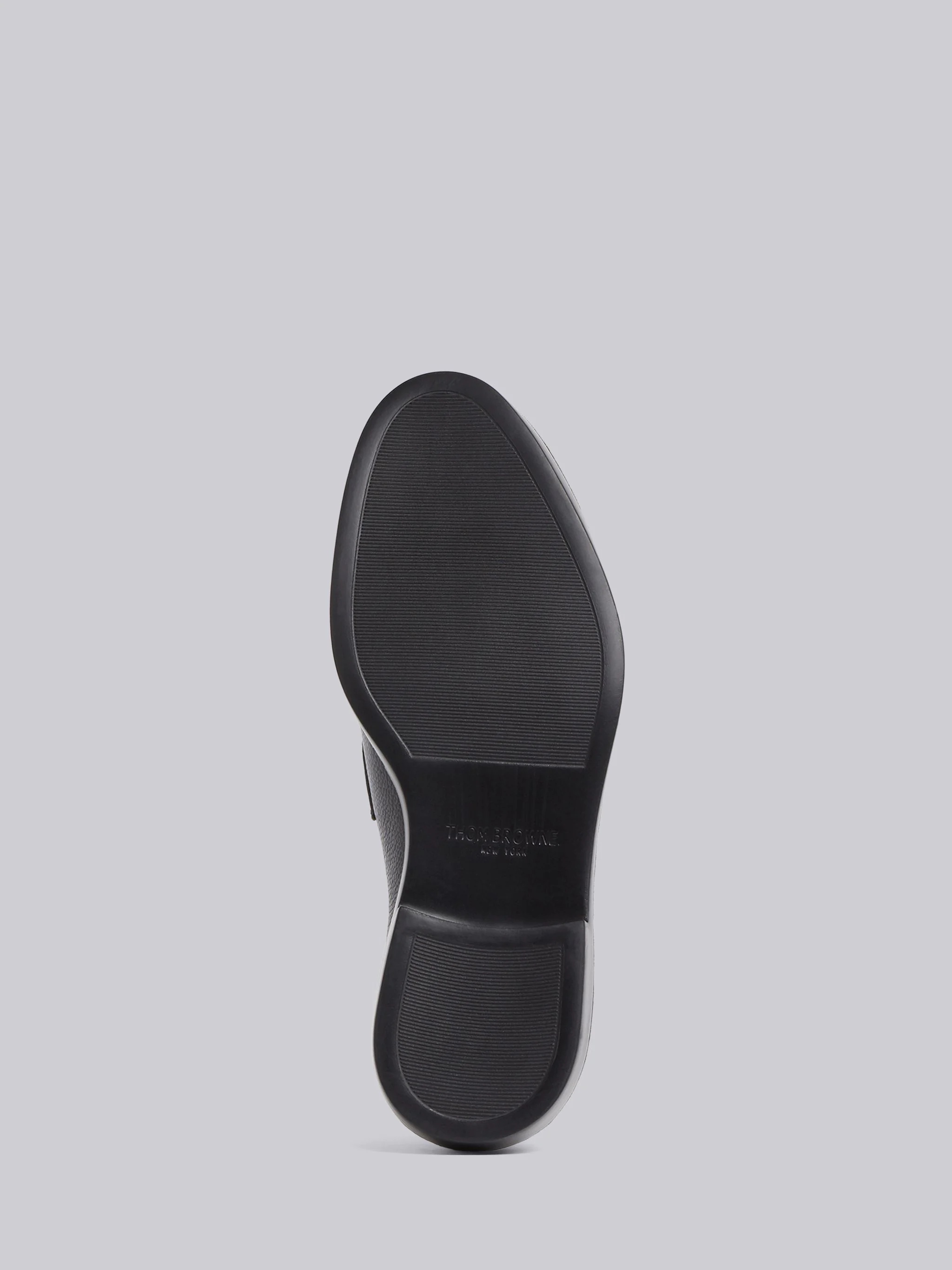 Black Pebble Grain Rubber Sole Penny Loafer - 5