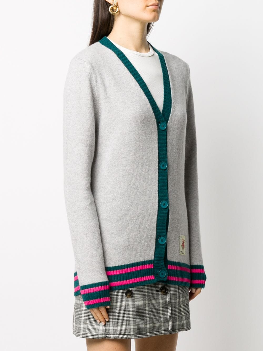 contrast-trim knitted cardigan - 3