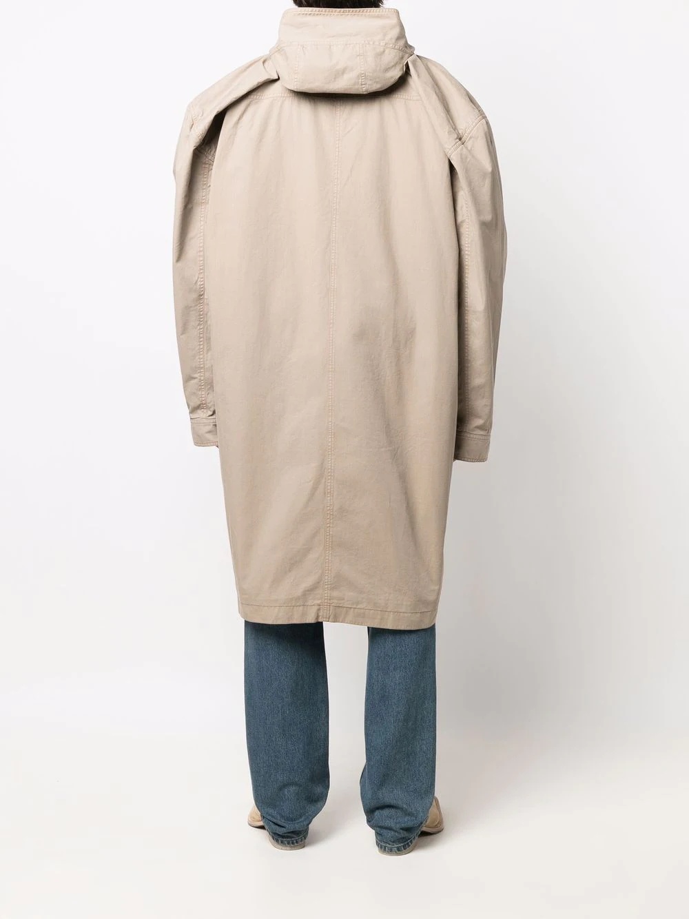 wide-style hooded coat - 4