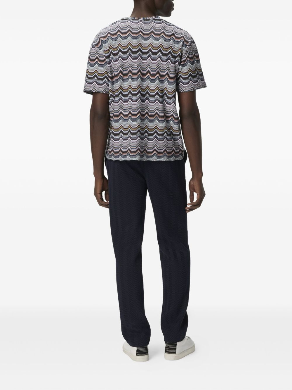 geometric-zigzag pattern short-sleeved T-shirt - 3