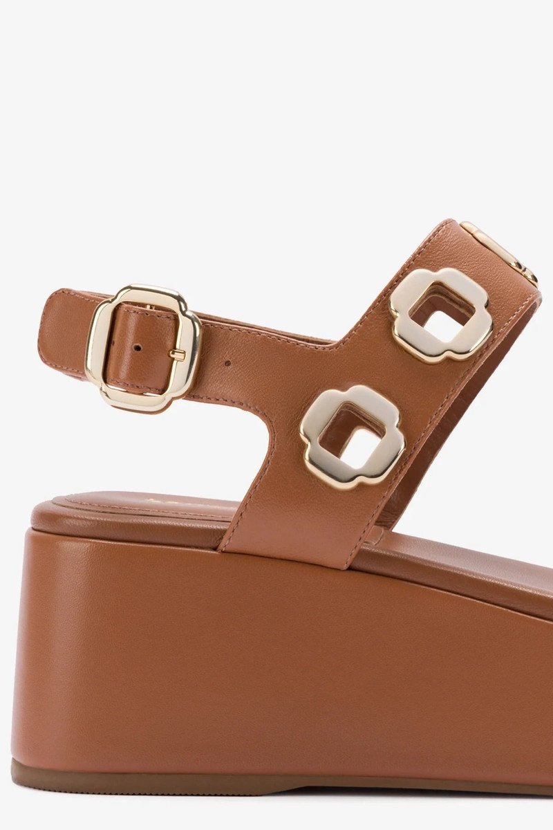 Milan Flatform Sandal In Caramel Leather 4