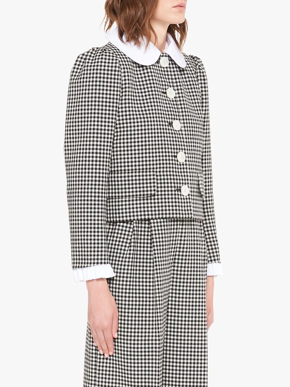 single-breasted gingham check jacket - 3