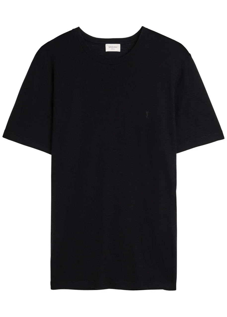 Saint Laurent Logo-embroidered Wool T-shirt - 1