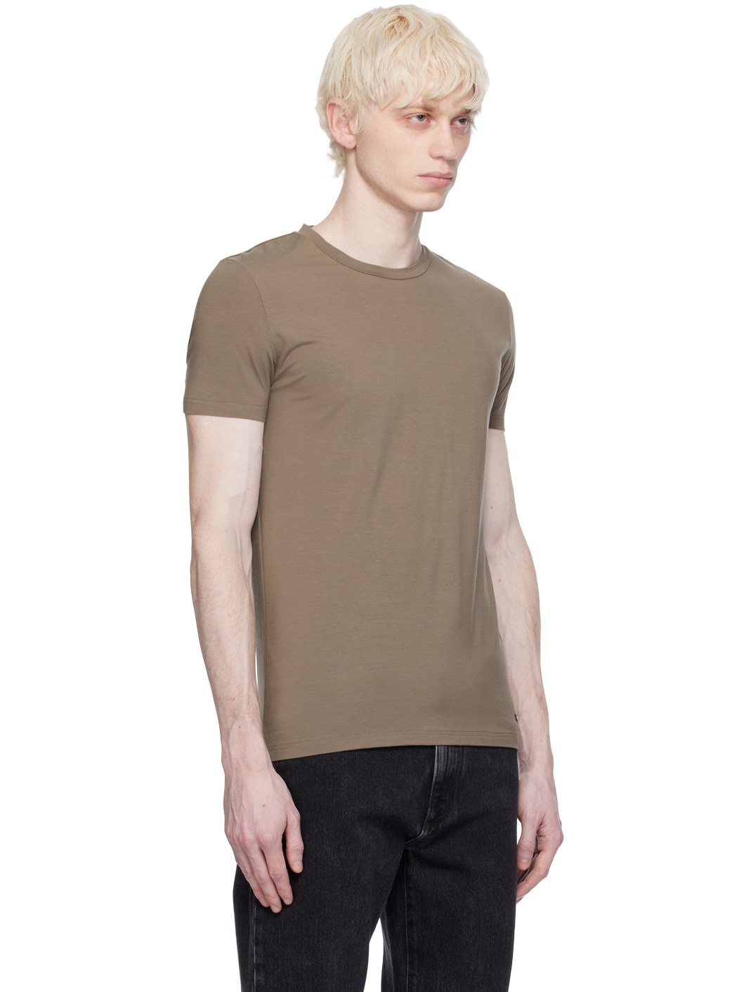 Taupe Round Neck T-Shirt - 2