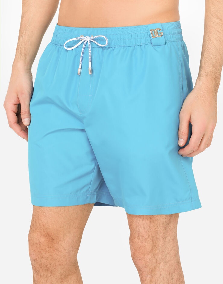 Mid-length swim trunks with metal DG logo - 4