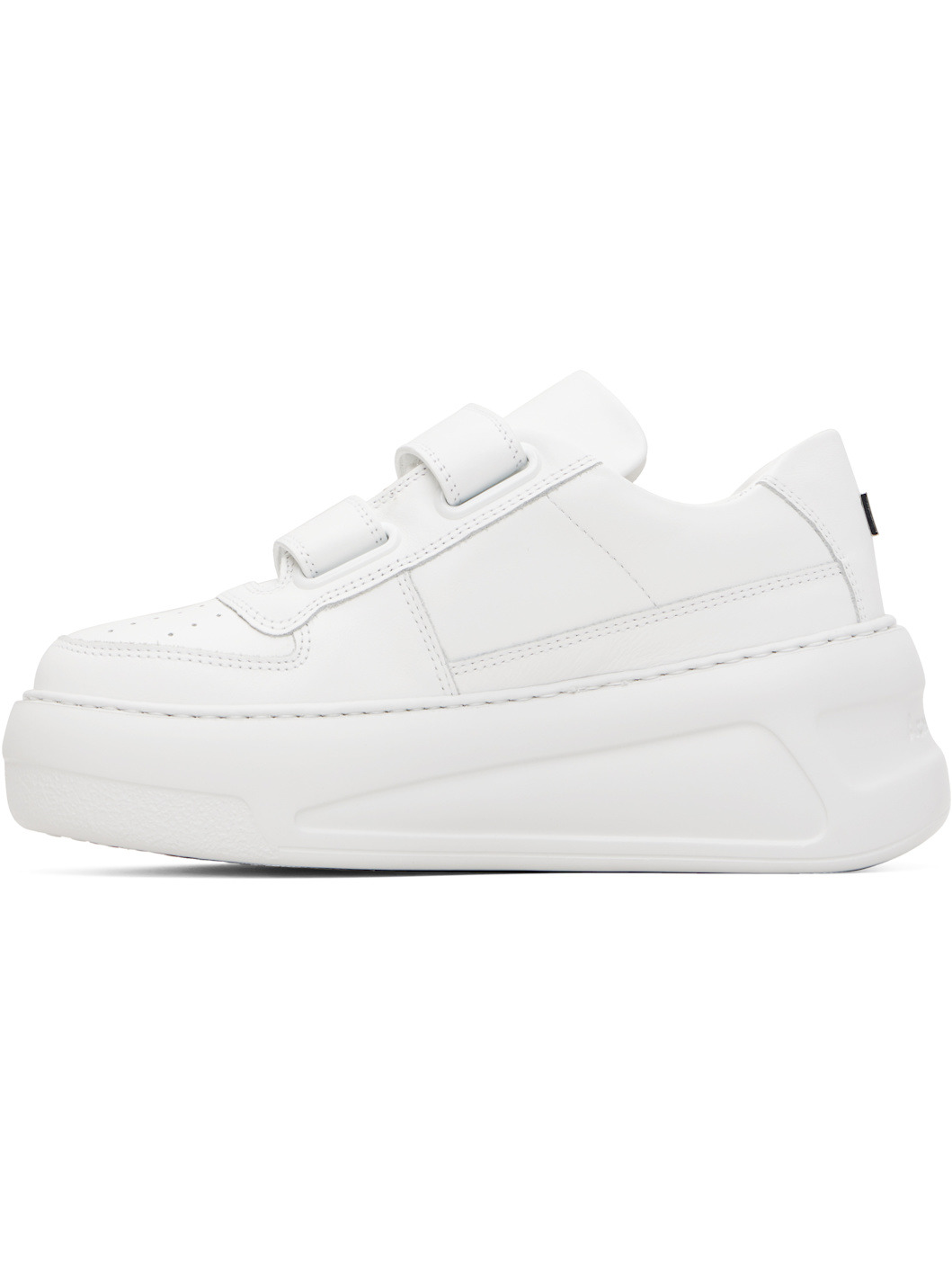 White Velcro Strap Platform Sneakers - 3
