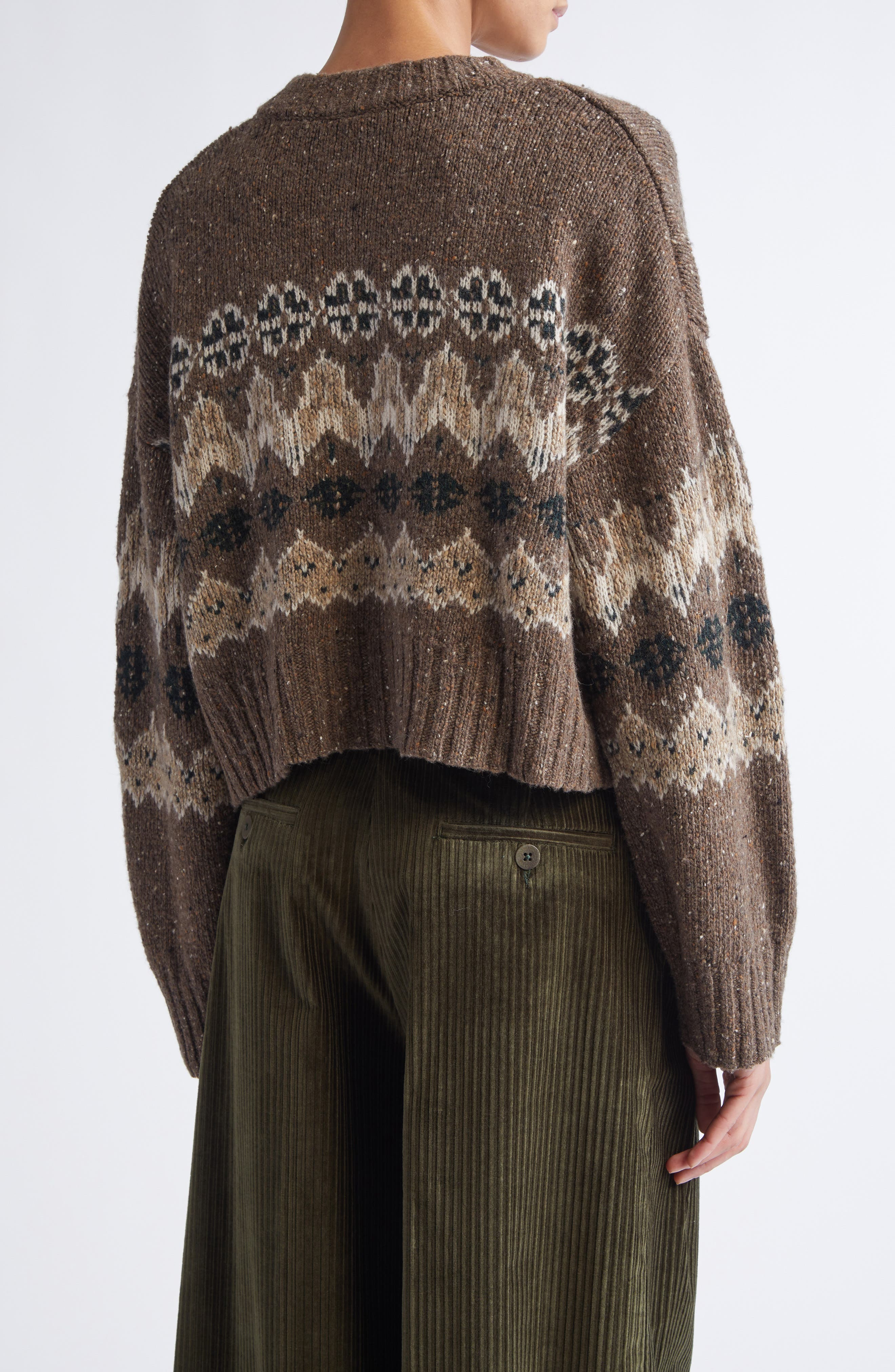 Altuzarra Cammie Wool Blend Cardigan in Oak Moss Fairisle at Nordstrom - 3