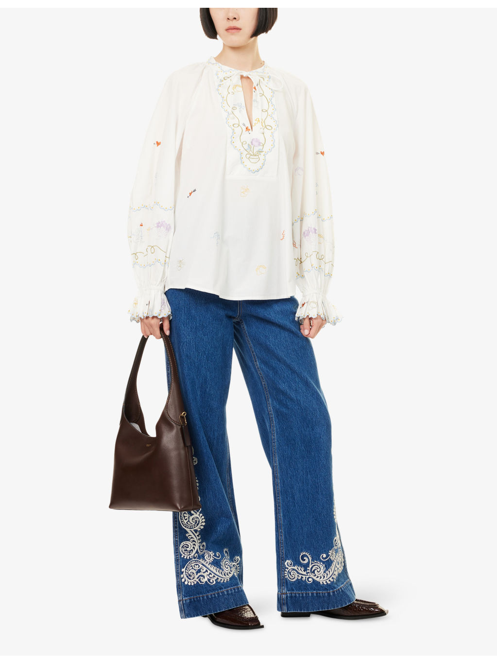 Giulia Embroidered Cotton-Poplin Blouse - 2
