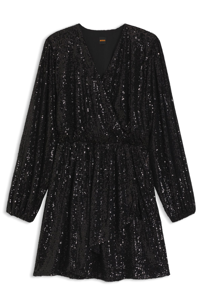 WRAP-FRONT DRESS WITH SEQUIN EMBELLISHMENTS 1