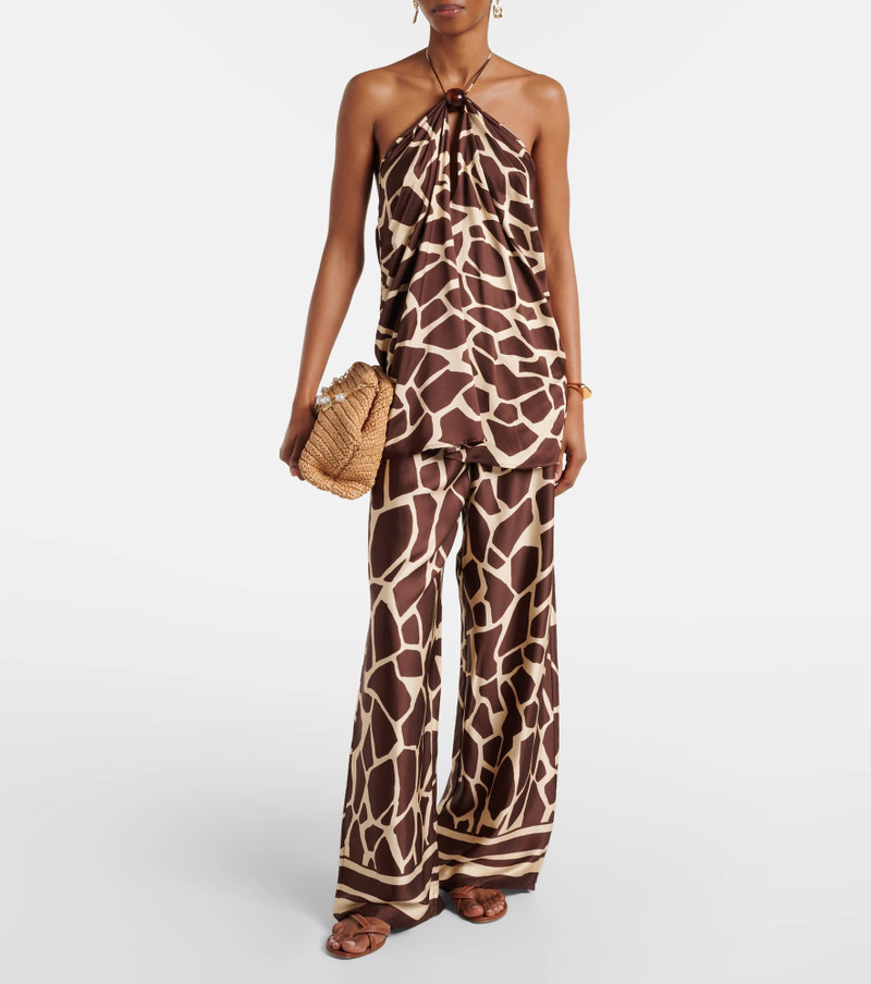 FAITHFULL Jensen animal-print satin wide-leg pants outlook