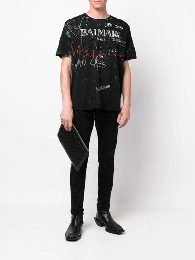 Balmain graffiti logo cotton T-shirt outlook