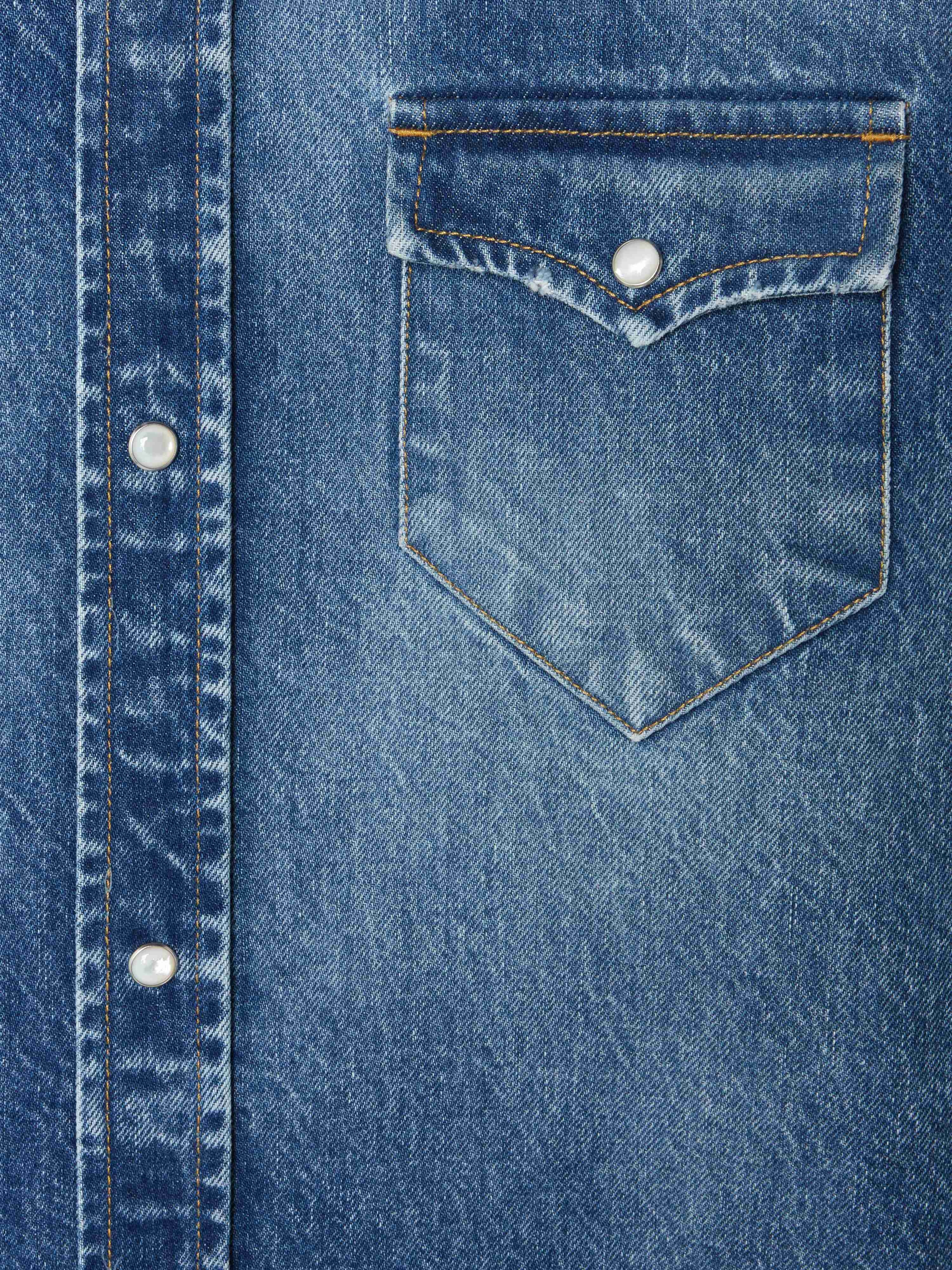Medium Wash Denim Shirt - 7