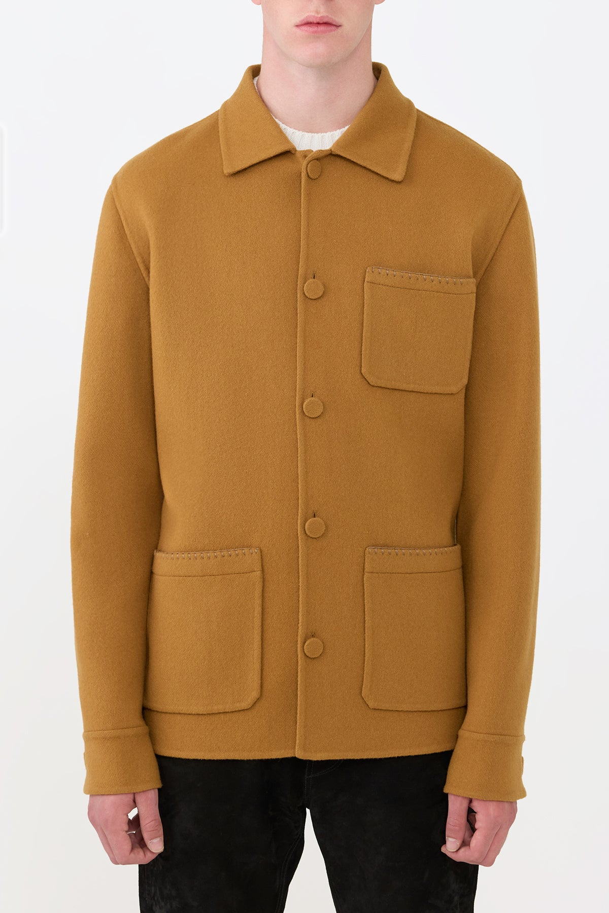 Ulu Chore Jacket in Yellow Ochre Double-Face Recycled Cashmere - 2