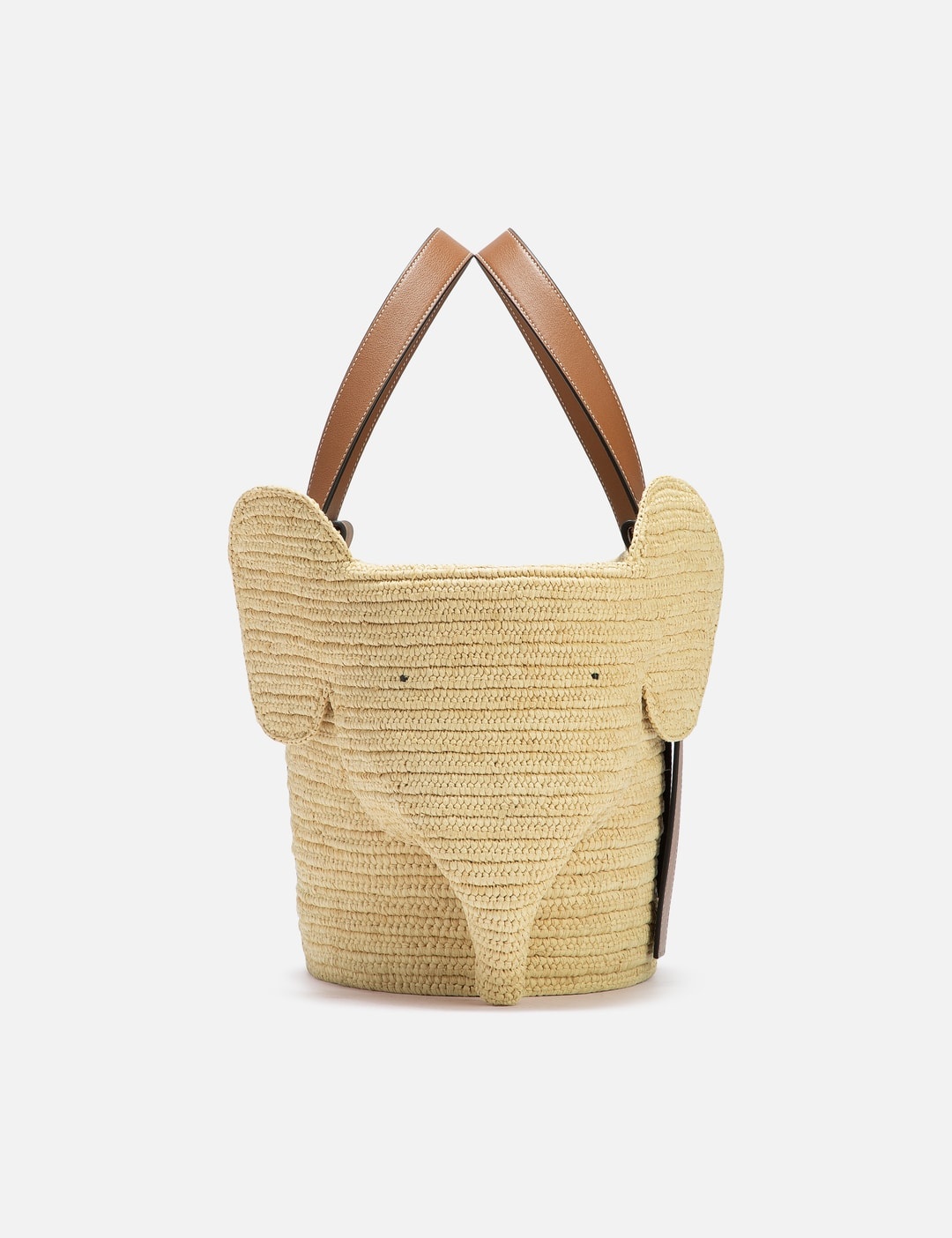 LOEWE - Elephant raffia and leather shoulder bag