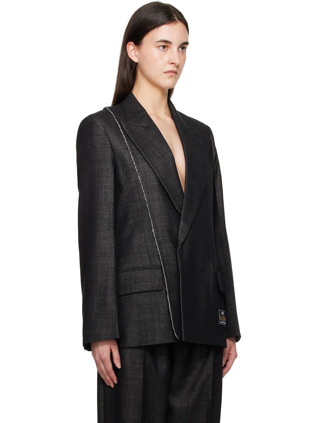Black Seam Detail Blazer - 2