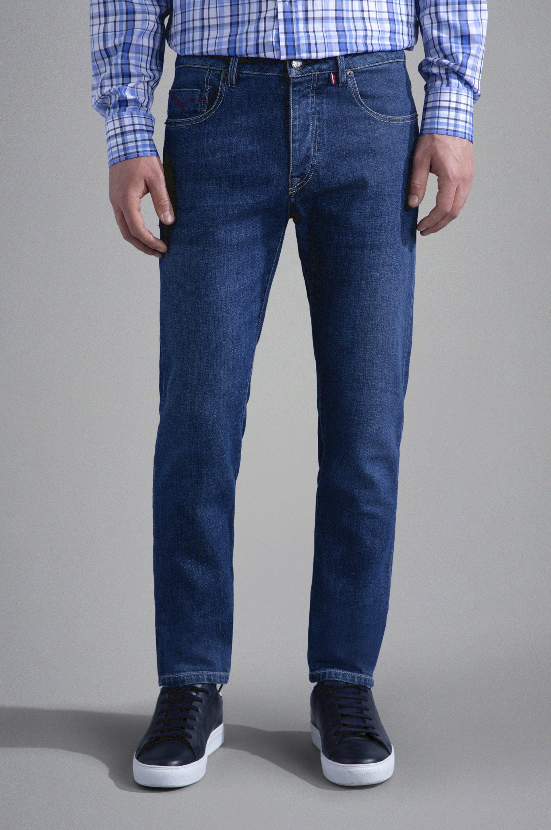 RED RIVET STRETCH COTTON JEANS - 6