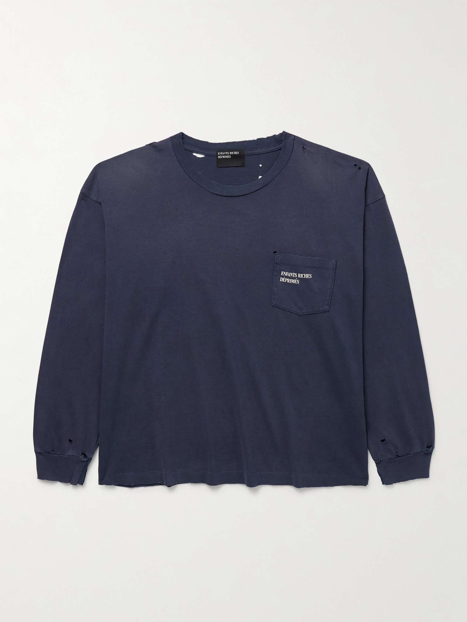 Distressed Logo-Print Cotton-Jersey T-Shirt - 1