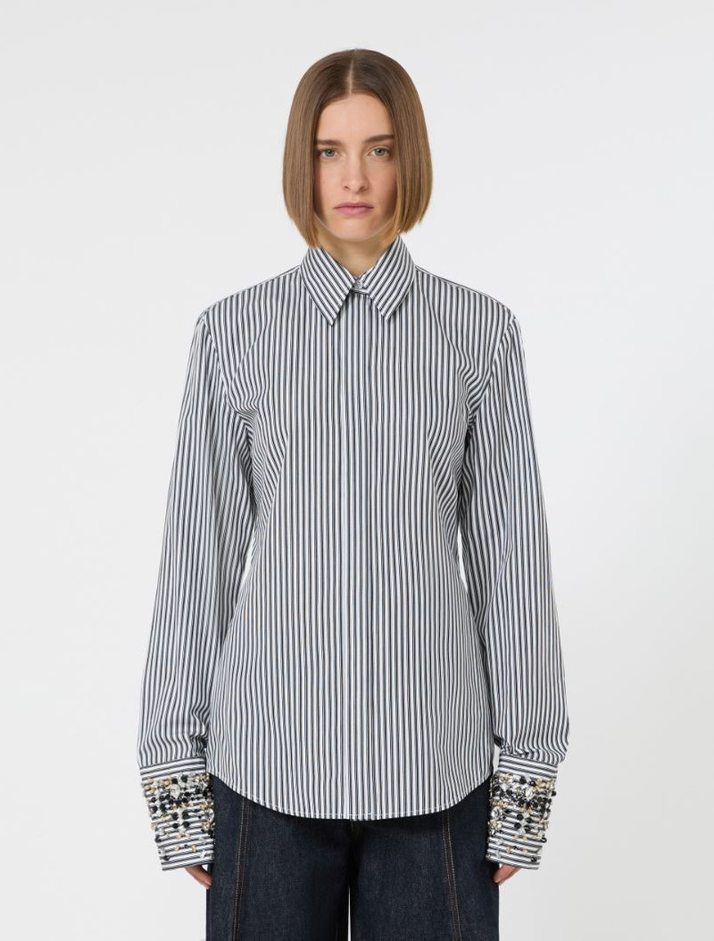 Jewel-embroidered poplin shirt - black 3