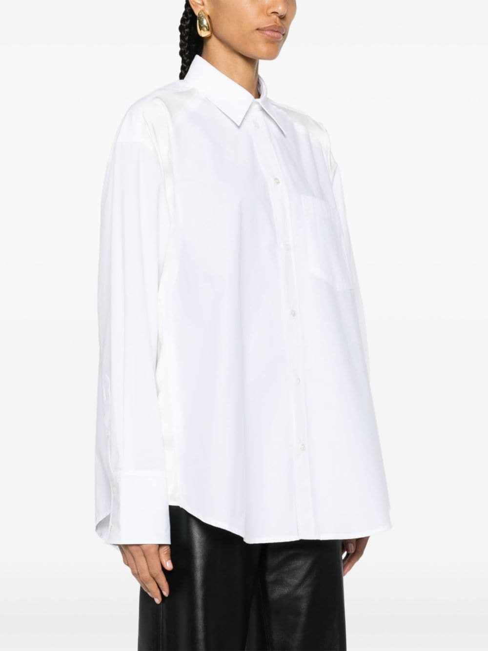 panelled cotton-poplin shirt - 3