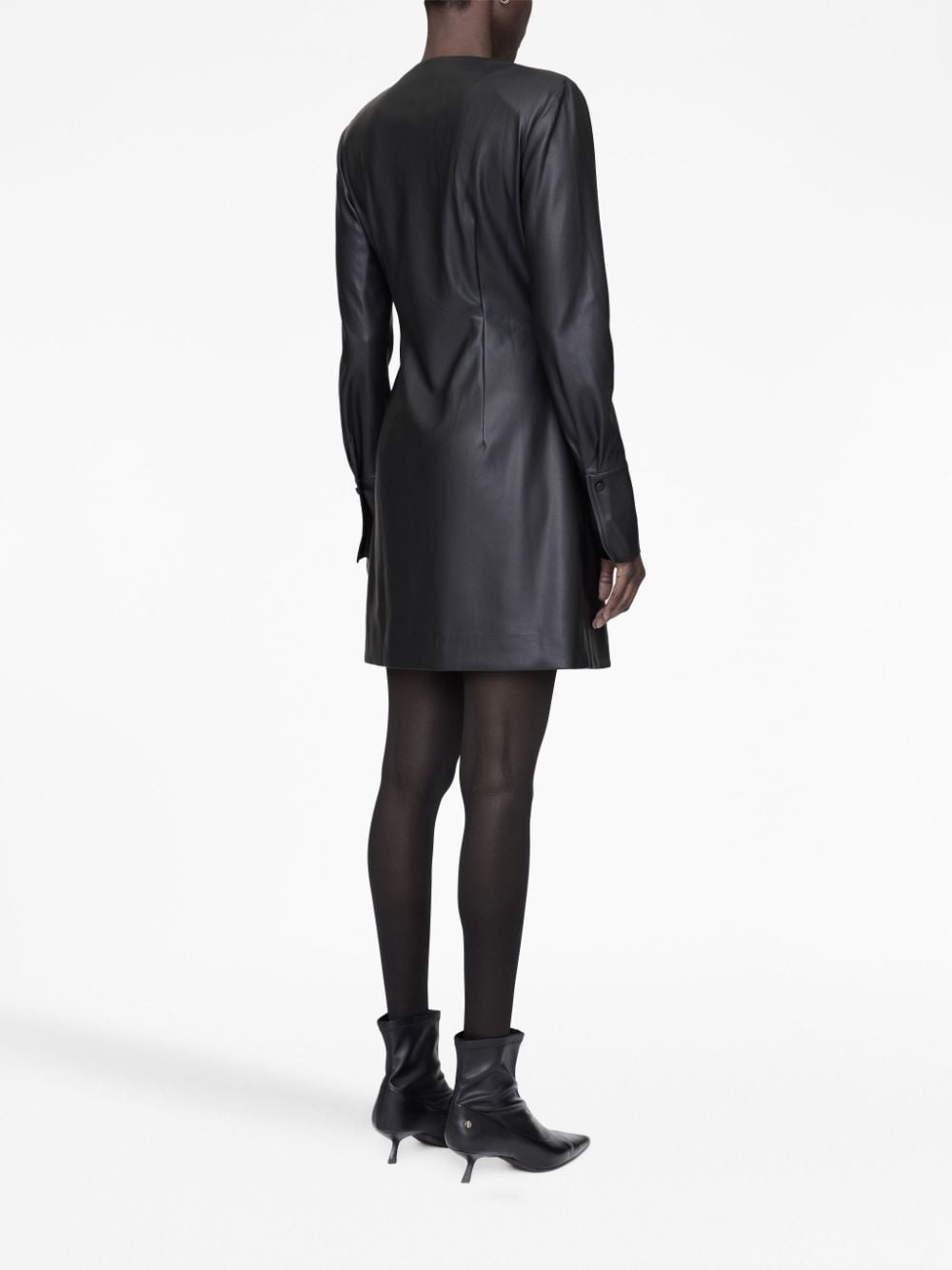 Joey faux-leather wrap minidress - 3