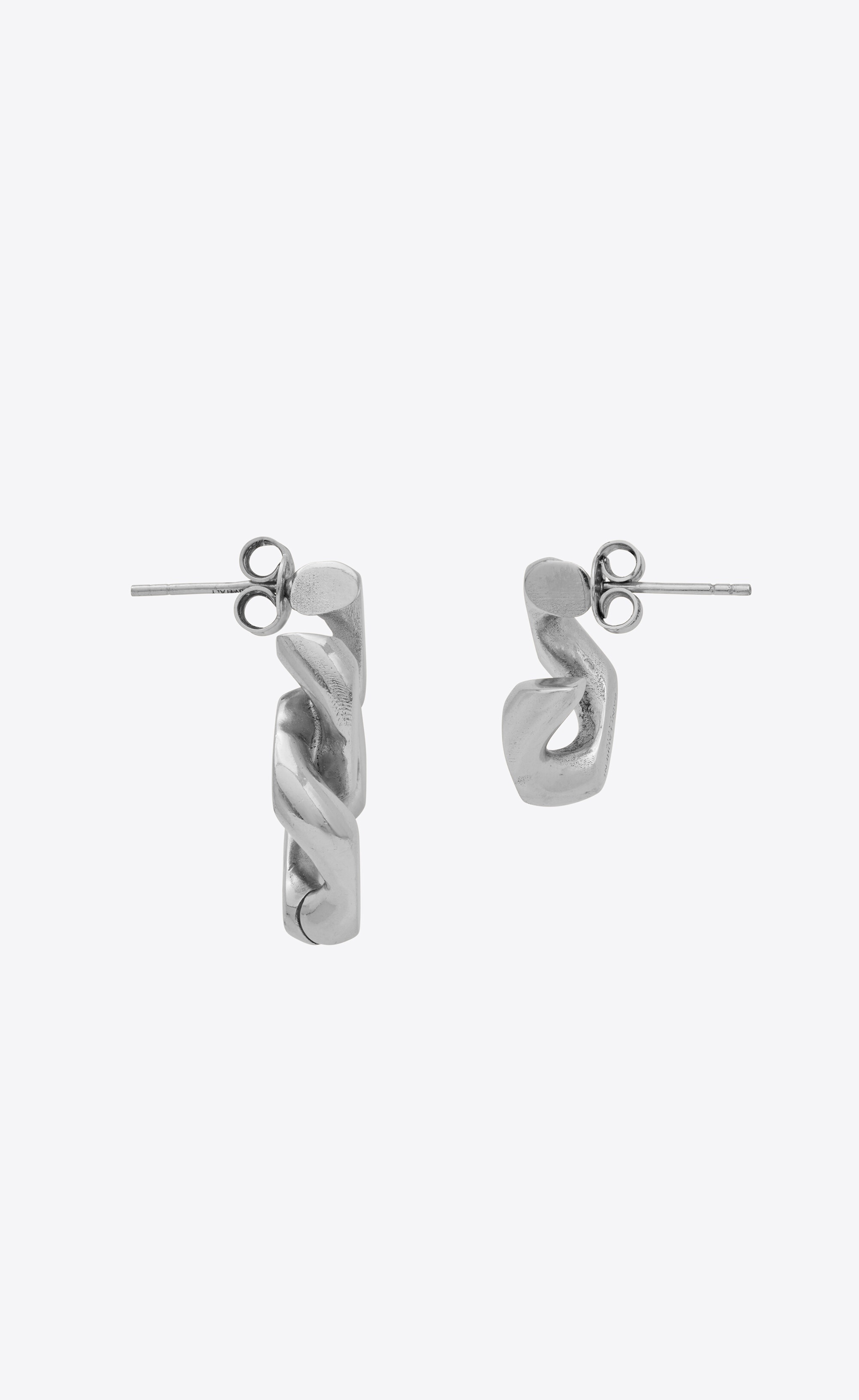 asymmetrical curb chain earrings in metal - 2