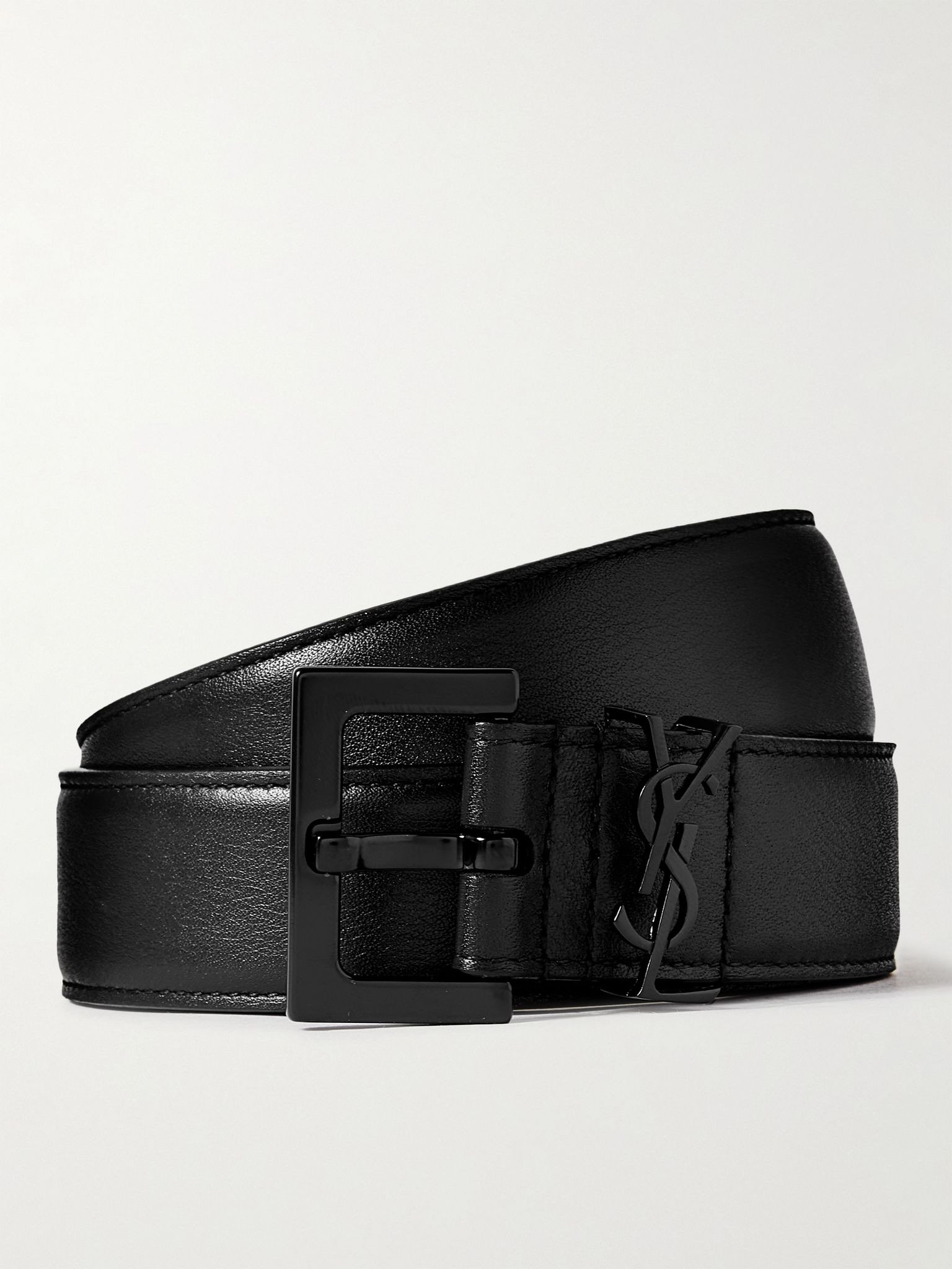 3cm Full-Grain Leather Belt Black - 1