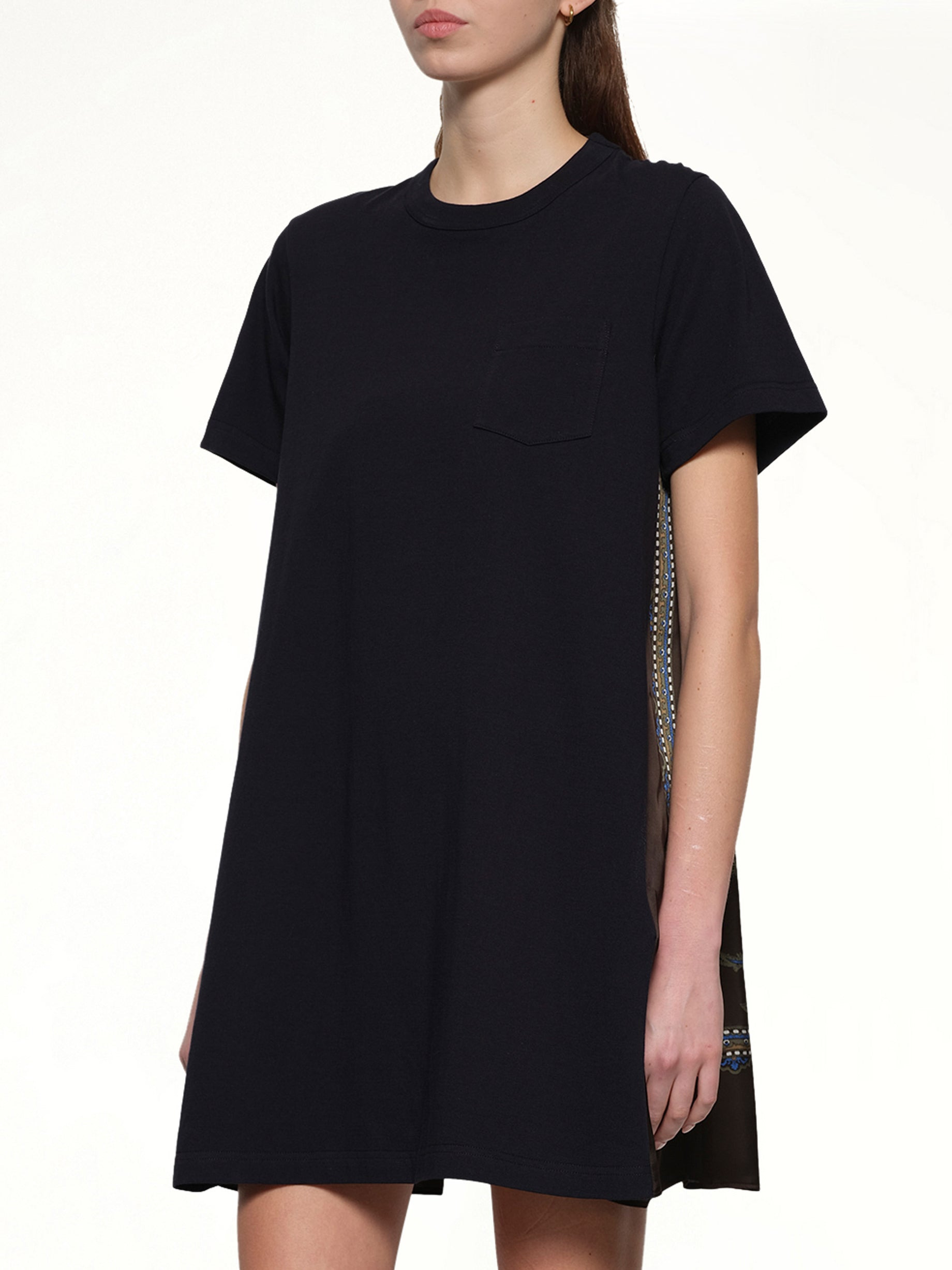 Paisley Print x Cotton Jersey Dress in Navy/Khaki - 6
