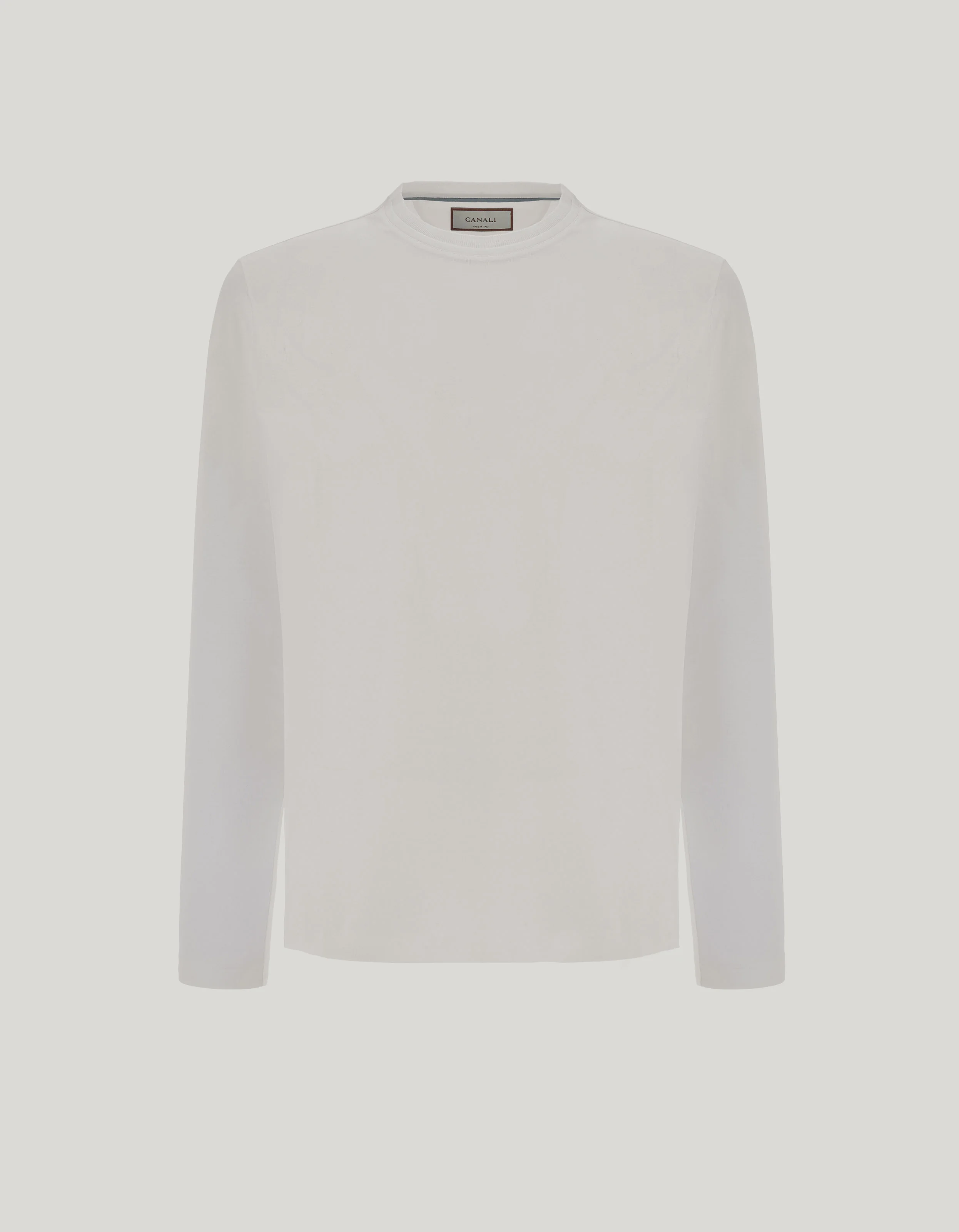 WHITE LISLE COTTON JERSEY REGULAR-FIT CREW NECK - 1