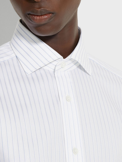 ZEGNA WHITE AND UTILITY BLUE STRUCTURED STRIPED CENTOVENTIMILA COTTON SHIRT outlook