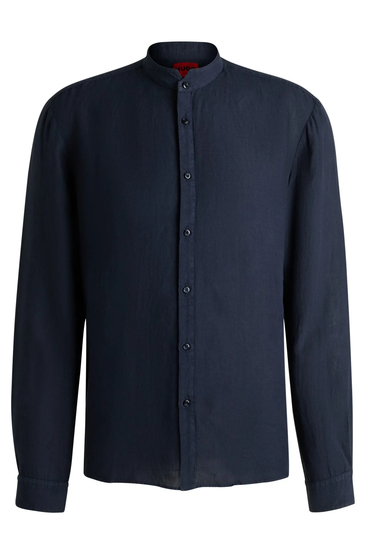 SLIM-FIT LINEN SHIRT WITH STAND COLLAR - 1