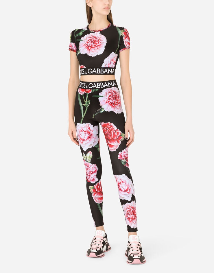 Carnation-print jersey top with branded elastic - 6
