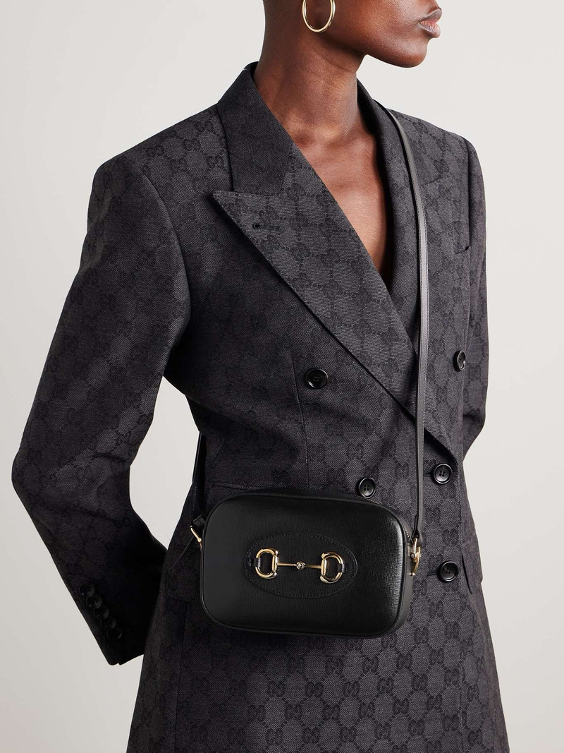 GUCCI 1955 horsebit-embellished textured-leather bag outlook