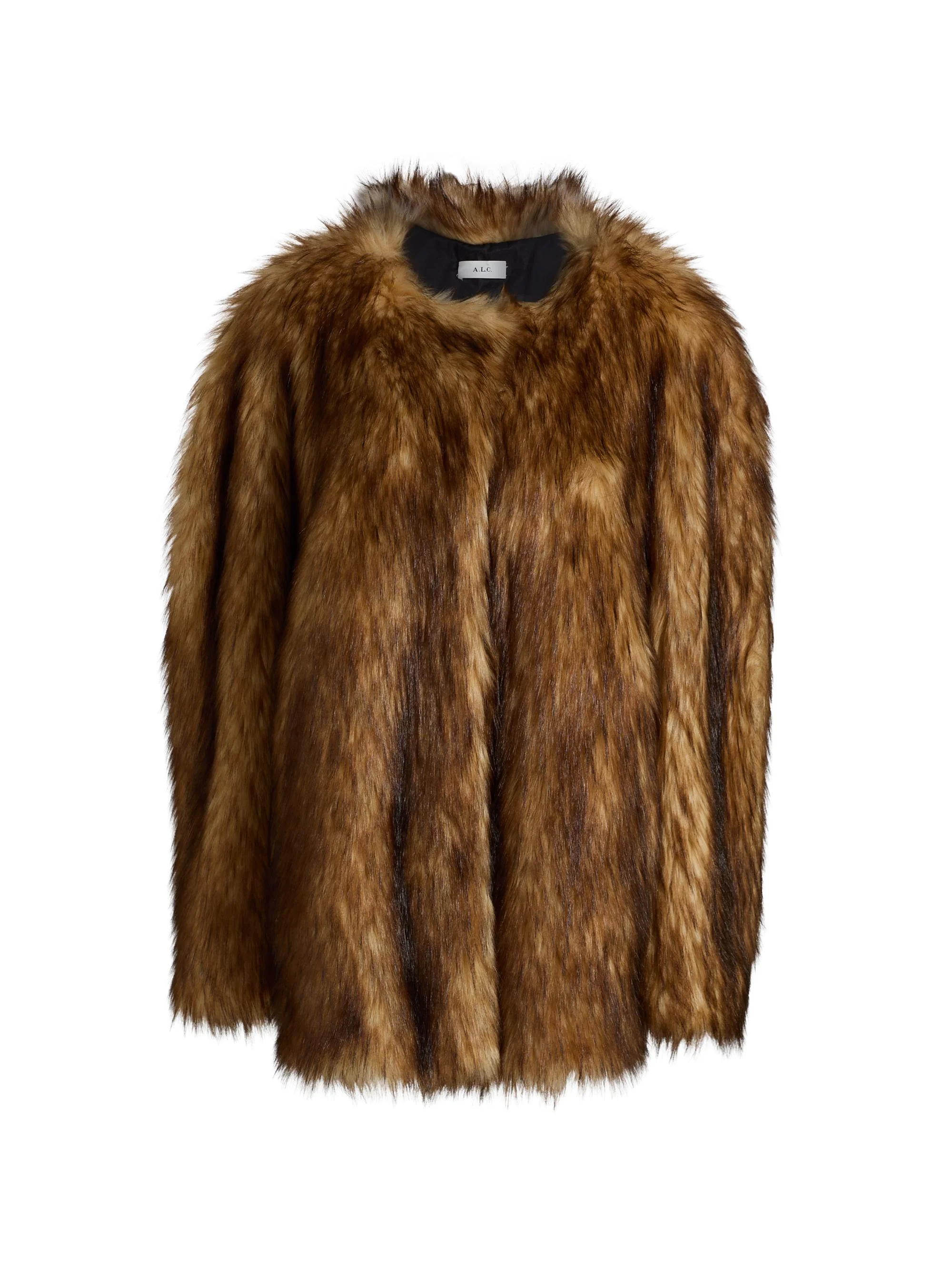Women's Bria Oversized Faux Fur Coat - Brown - 1