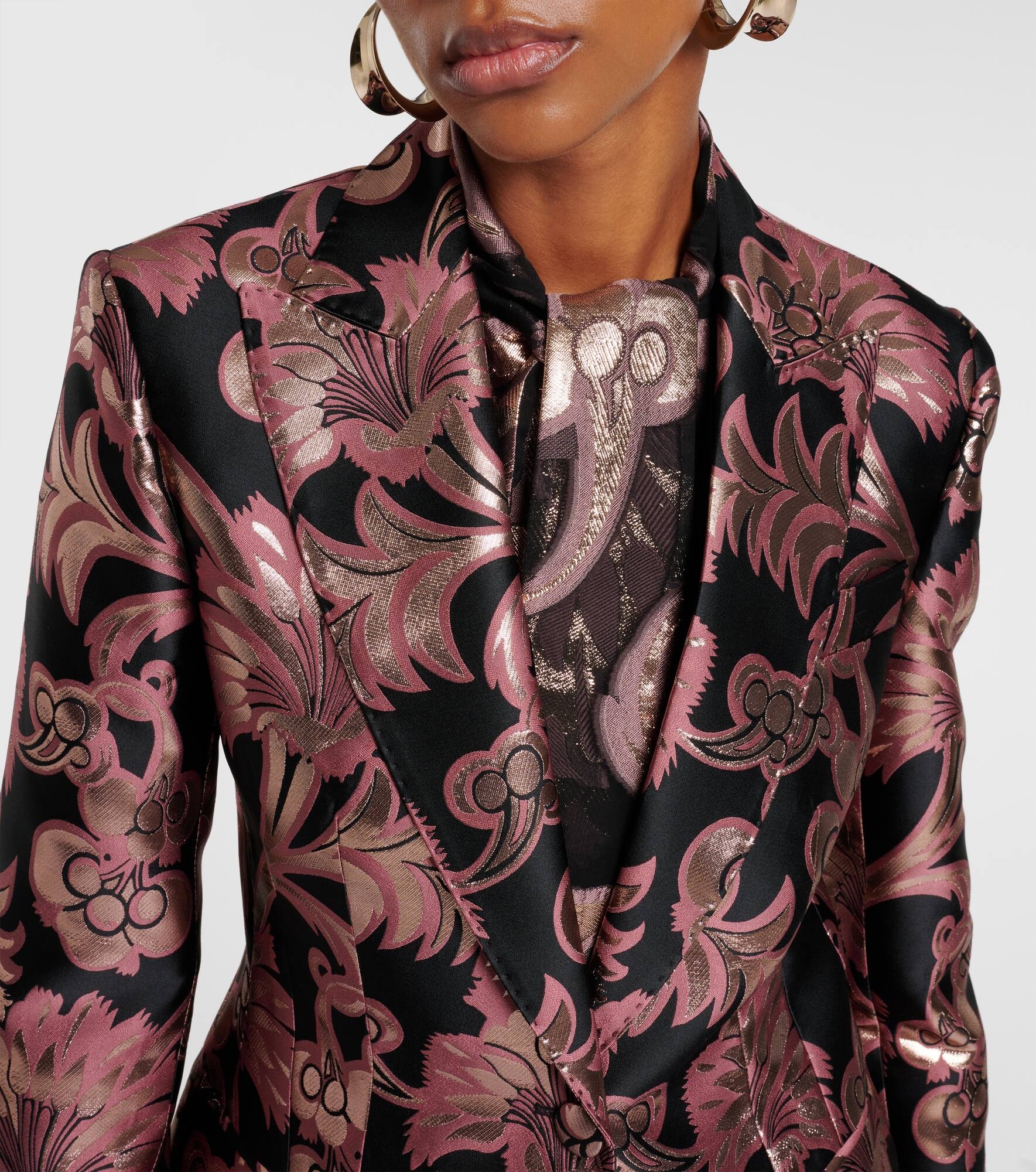 Floral jacquard blazer - 4