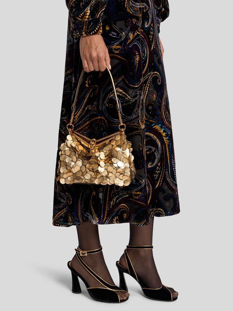 Etro SMALL LEATHER VELA BAG WITH LAMINATED SEQUINS outlook